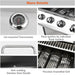 4-Burner Stainless Steel Gas BBQ Grill with Side Shelves, Waterproof Cover, and Cast Iron Cooking Grates for Outdoor Garden Barbecues