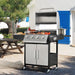 4-Burner Stainless Steel Gas BBQ Grill with Side Shelves, Waterproof Cover, and Cast Iron Cooking Grates for Outdoor Garden Barbecues