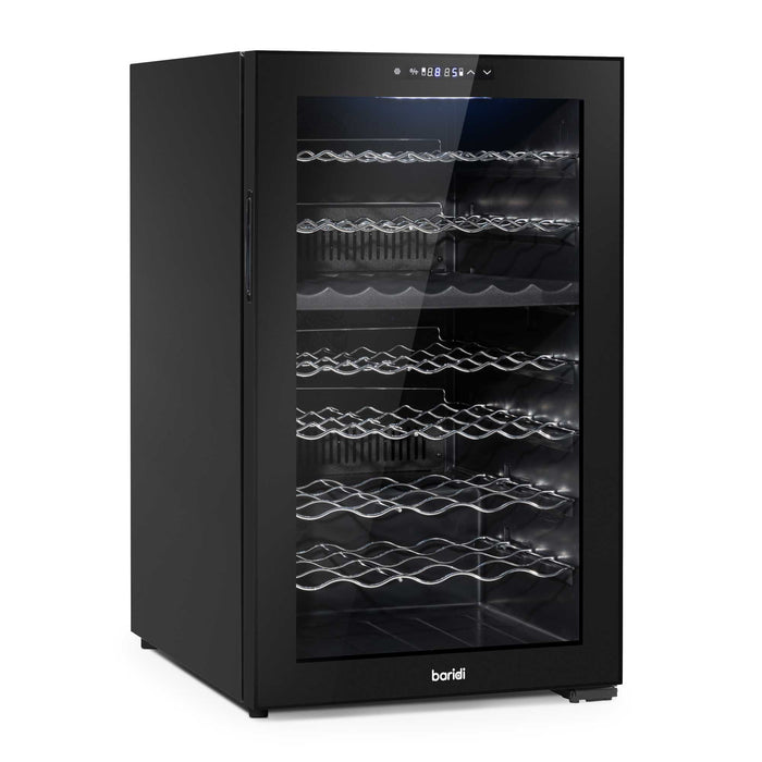 Baridi 52 Bottle Dual Zone Wine Cooler, Fridge, Touch Screen Controls, LED - Black - DH236