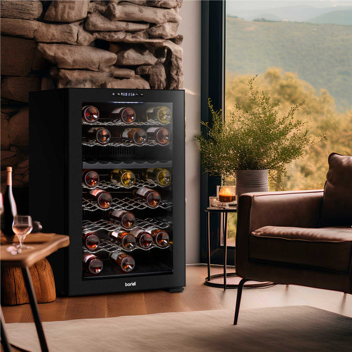 Baridi 52 Bottle Dual Zone Wine Cooler, Fridge, Touch Screen Controls, LED - Black - DH236
