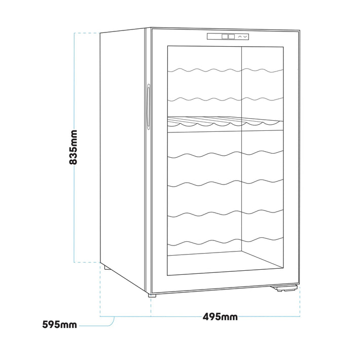 Baridi 52 Bottle Dual Zone Wine Cooler, Fridge, Touch Screen Controls, LED - Black - DH236