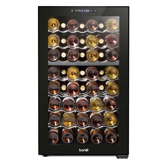 Baridi 52 Bottle Dual Zone Wine Cooler, Fridge, Touch Screen Controls, LED - Black - DH236