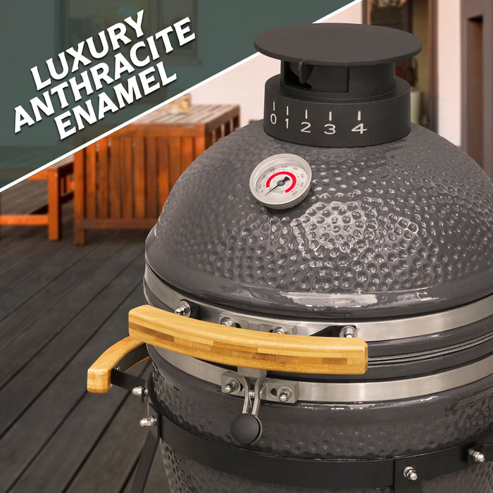 Deluxe Kamado Style BBQ Grill, Oven, Smoker, Ceramic 16"(40cm) - DG158