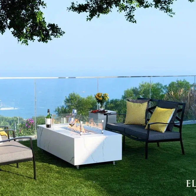 Elementi Carrara Marble Porcelain Fire Table OFP121BW