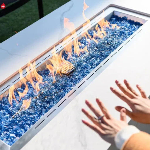 Elementi Carrara Marble Porcelain Fire Table OFP121BW